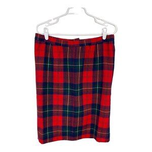 Vintage Pendleton Size Large Plaid Skirt Straight Elastic Waist 100% Wool Tartan